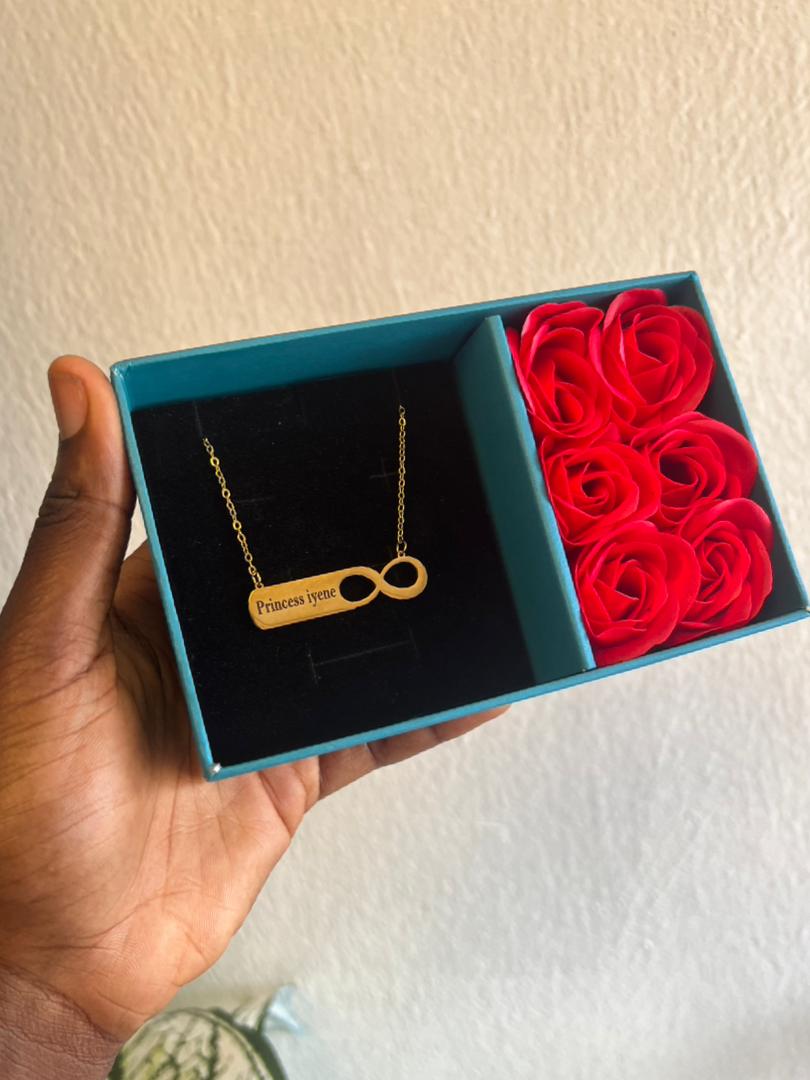 Infinity Necklace with Rose Box