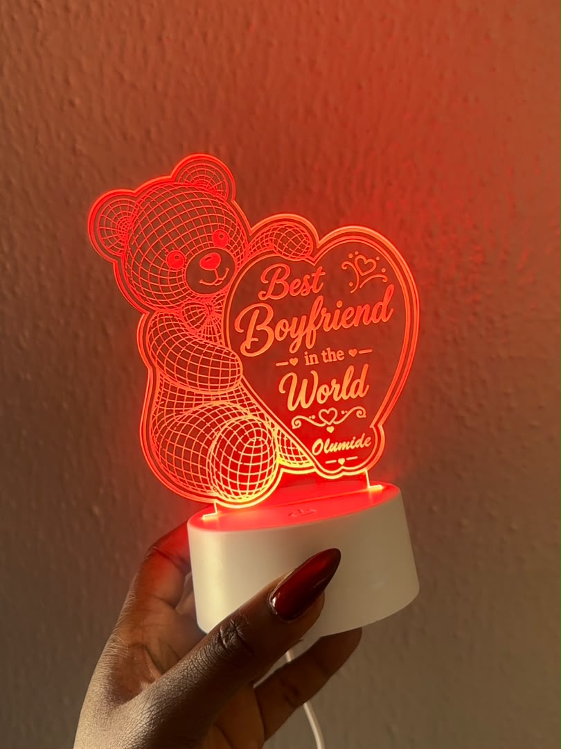 Acrylic Teddy Love Light