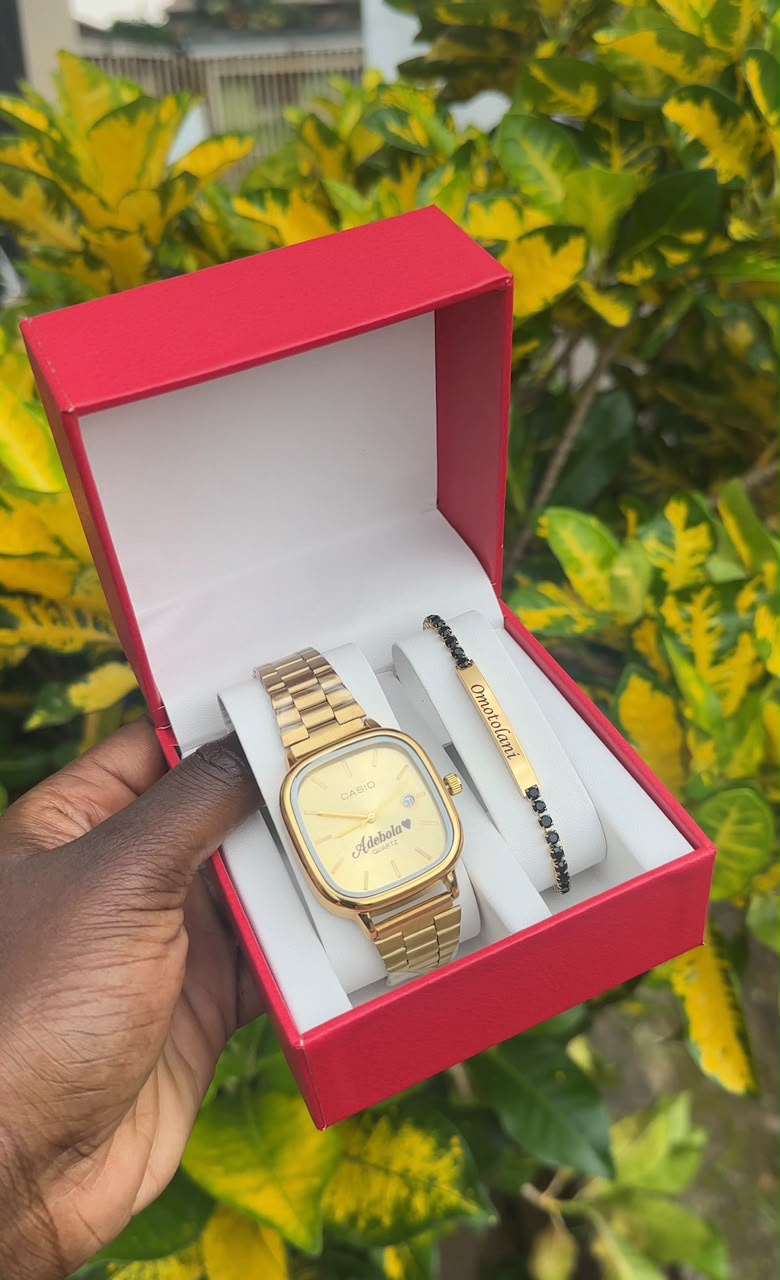 Casio Style Watch & Crystal Tennis Bracelet