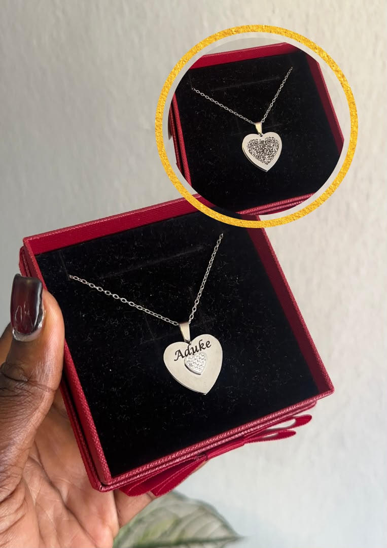 Crystal-Heart QR Code Necklace